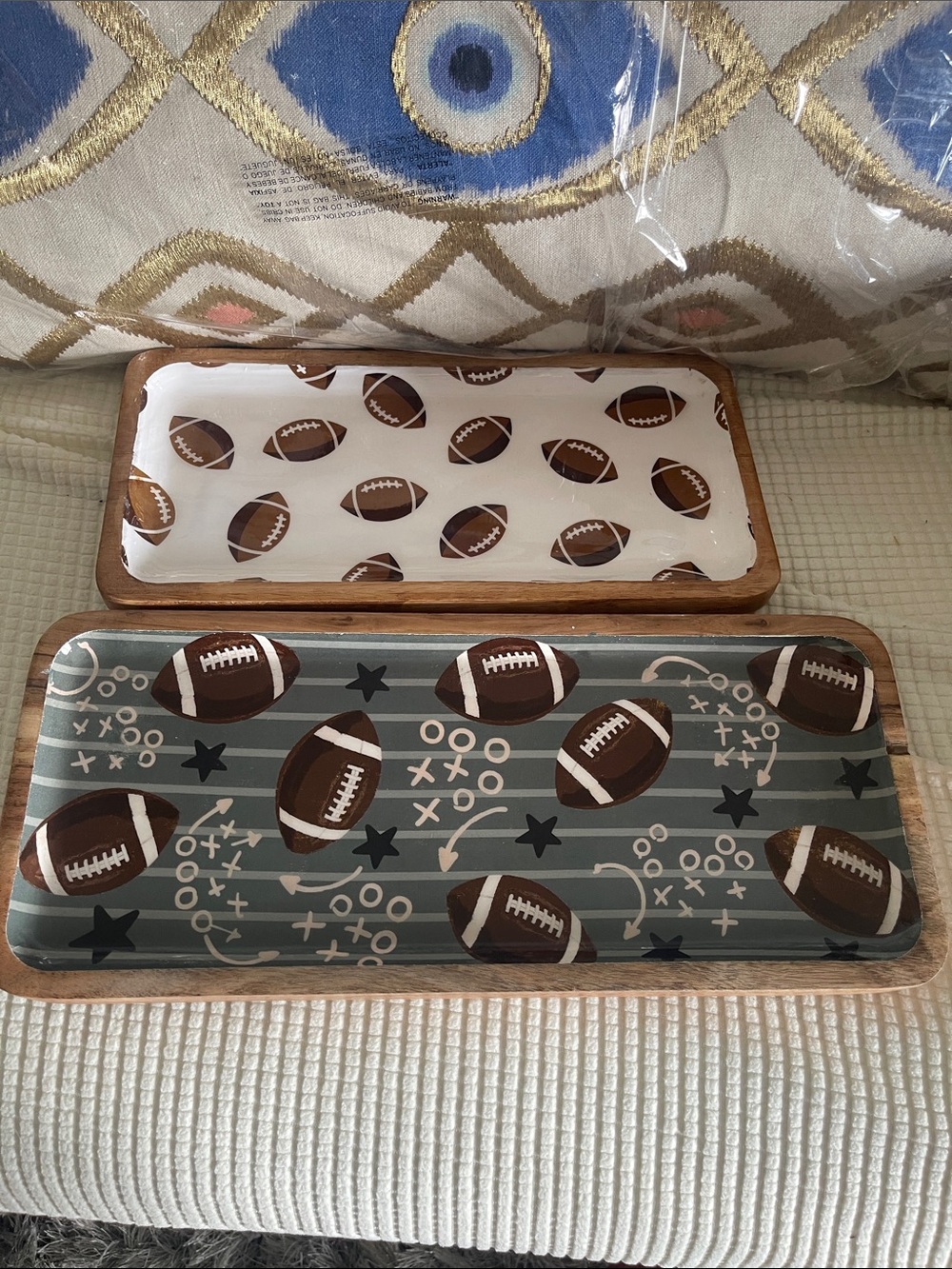 U PICK! Decorative Football Serving Tray Set - Brown & White